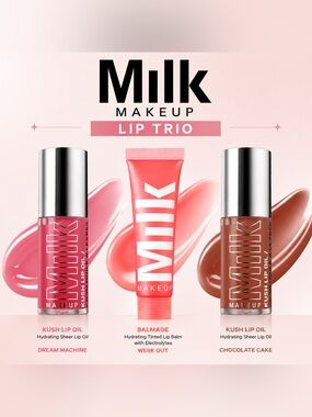 NEW✅ Milk Makeup 3-Piece Hydrating Lip Trio: Balmade & KUSH Oils